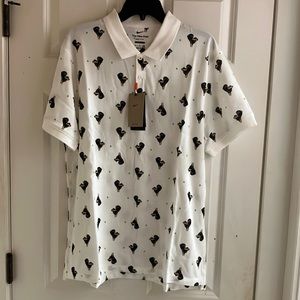 Nike White Polo Shirt with Black Pattern